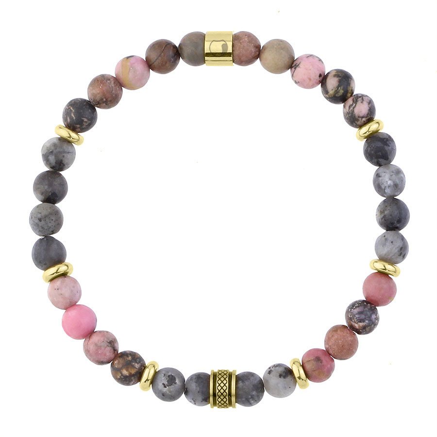 Bransoletka kamienie naturalne rodonit i larvikit