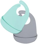 Śliniaki i fartuszki - We Might Be Tiny Zestaw śliniaków silikonowych z kieszonką - mint + grey - miniaturka - grafika 1