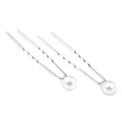 Ozdoby do włosów - Szpiki Do Włosów Z Białą Perełką, Śr. 0,8mm, 5 Szt. - miniaturka - grafika 1