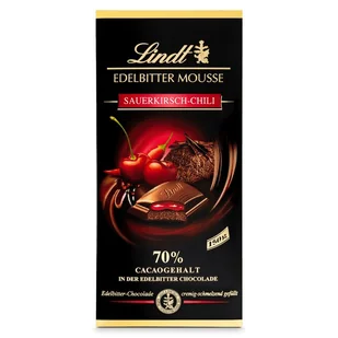LINDT czekolada Edelbitter Mousse Sauerkirsch-chili 150g - Czekolada - miniaturka - grafika 1