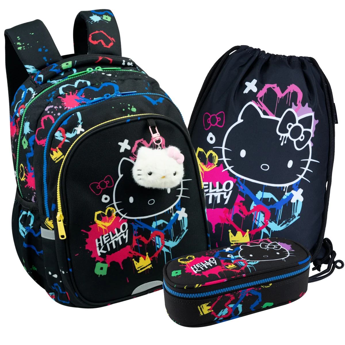 ZESTAW 3 CZĘŚCI HELLO KITTY PLECAK WOREK SASZETKA