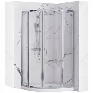 Rea Kabina Prysznicowa REA Look Chrom 80x80 + biały brodzik - Kabiny prysznicowe - miniaturka - grafika 1