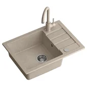 Zlewozmywaki z baterią - Zlewozmywak MYQ Color Short SHOG3COL Beżowy + bateria - miniaturka - grafika 1