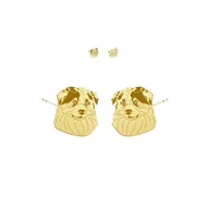 Kolczyki - Kolczyki Złote z psem Owczarek Australijski 925 Sztyfty Prezent DEDYKACJA - miniaturka - grafika 1