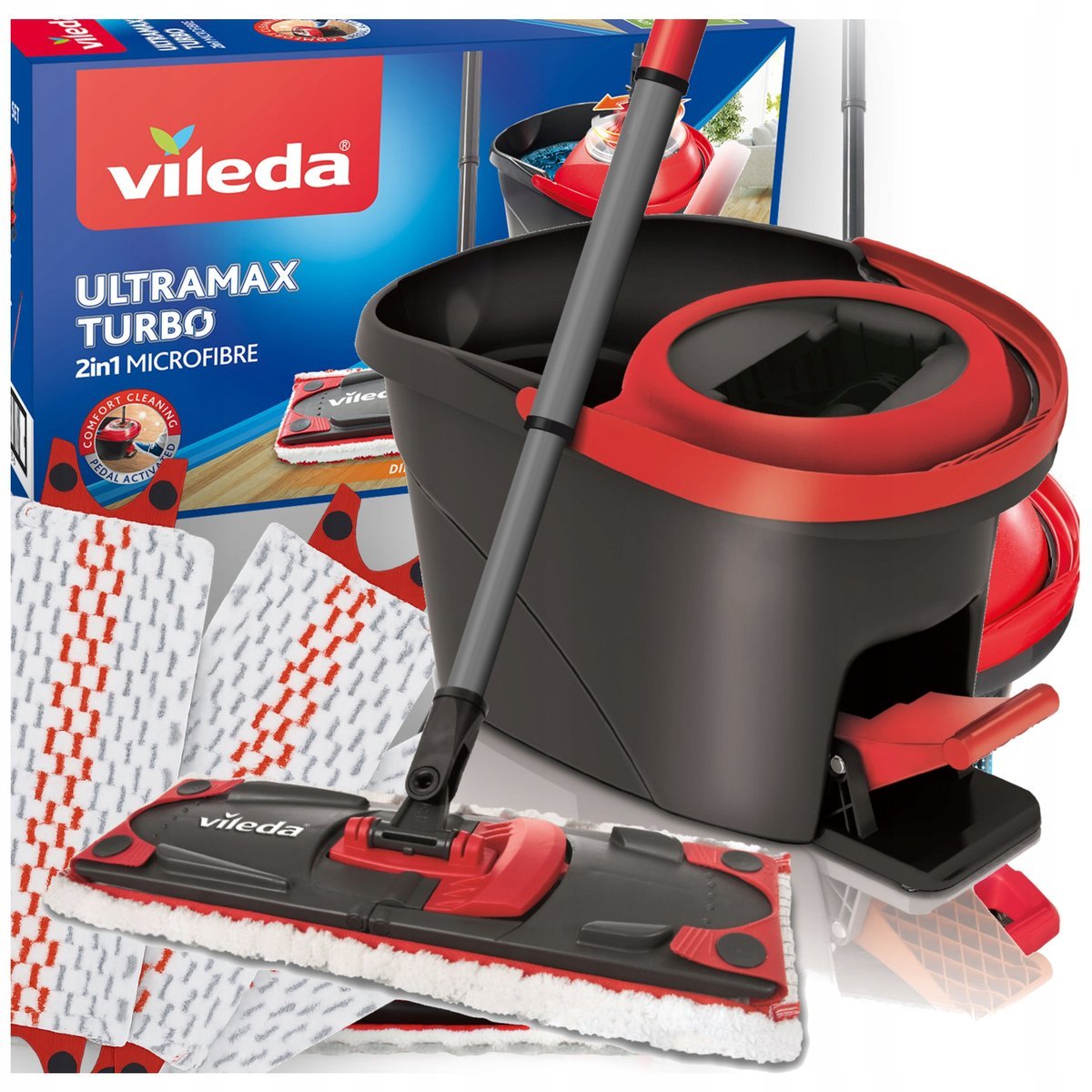 MOP OBROTOWY VILEDA Z WIADREM Easy Wring Ultramax DUŻY ZESTAW MIKROFIBRA