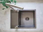Zlewozmywaki - Laveo Marmara Zlewozmywak stalowy jednokomorowy 57x44 cm grafit SAM513T - miniaturka - grafika 1
