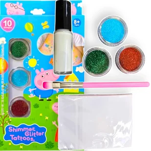 TATUAŻE ŚWINKA PEPPA ZESTAW DO TWORZENIA TATUAŻY BROKATOWYCH SZABLONY TATOO - Zabawki kreatywne - miniaturka - grafika 1