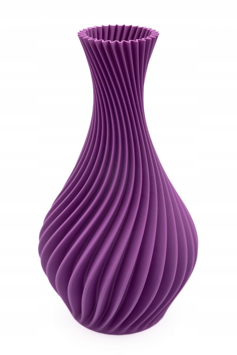 Wazon spiralny na suche kwiaty / LEGO - fioletowy matowy, nietłukący 20cm