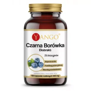 Yango Czarna borówka - ekstrakt Suplement diety 100 kaps. - Wzrok i słuch - miniaturka - grafika 1