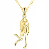 Naszyjniki - Złoty Naszyjnik Przytulanie Miłość I Love You Kocham Cię Para SREBRO 925 - miniaturka - grafika 1