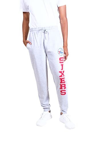 Ultra Game NBA Official Men’s Super Soft Game Day Jogger Sweatpants - Unisex, Philadelphia 76ers, Heather Gray, Medium