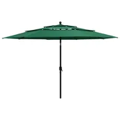 Parasole ogrodowe - vidaXL 3-poziomowy parasol na aluminiowym słupku, zielony, 3,5 m 313877 - miniaturka - grafika 1