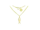 Biżuteria religijna - Naszyjnik z medalikiem rybą ICHTYS - 24k złocenie - miniaturka - grafika 1