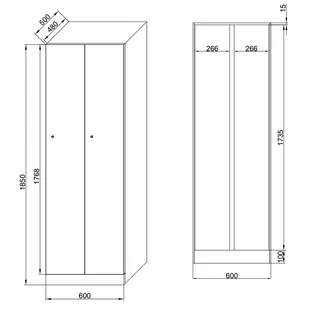 Szafka ubraniowa metalowa, 2-drzwiowa, 1850 x 600 x 500 mm, zamek z czytnikiem kart RFID, drzwi ciemnoszare - Szafki biurowe - miniaturka - grafika 3