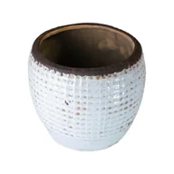 Donice - Piasek pustyni 2C, ceramiczna pękata osłonka w delikatną kratkę (najmniejsza) - miniaturka - grafika 1
