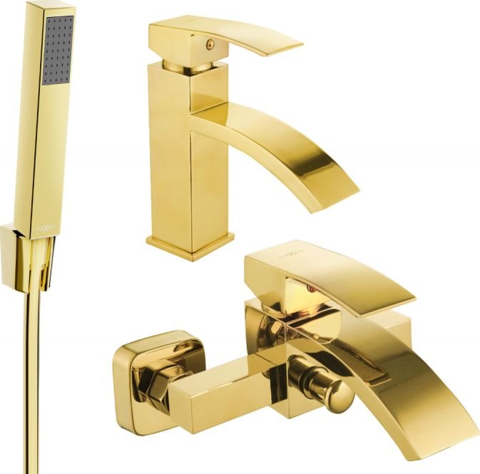 Mexen Libra R77 zestaw wannowy, złoty - 745103R77-50