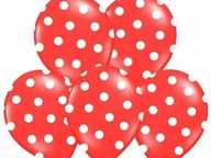 Balony i akcesoria - Balony lateksowe czerwone w białe kropki - 30 cm - 6 szt. - miniaturka - grafika 1