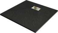 Brodziki prysznicowe - Mexen Hugo brodzik kwadratowy SMC 80 x 80 cm, czarny, maskownica złota - 42708080-G - miniaturka - grafika 1
