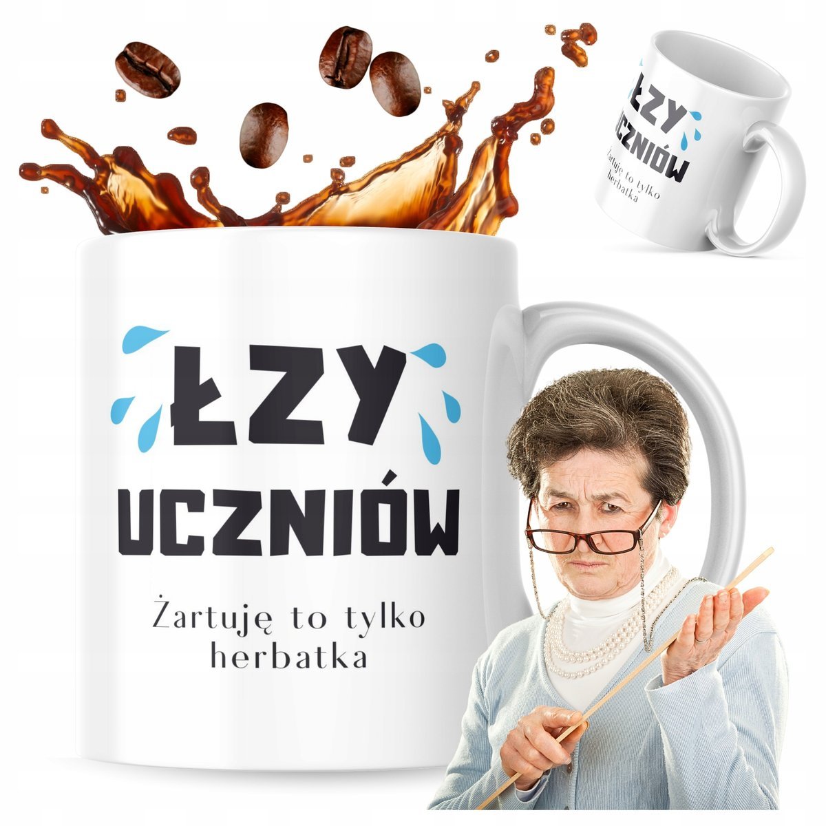 Kubek z nadrukiem 330 ml Łzy Uczniów Prezent na Dzień Nauczyciela Zabawny