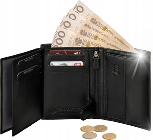 Portfel męski skórzany pionowy czarny elegancki ochrona kart RFID - Portfele - miniaturka - grafika 1