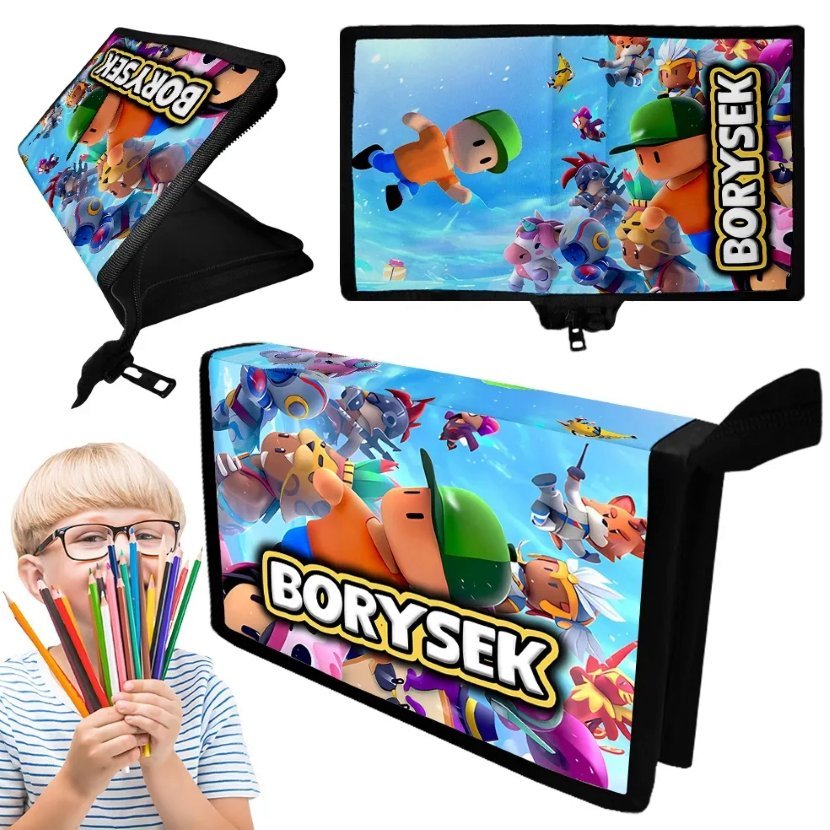 Piórnik STUMBLE GUYS Jednokomorowy - Personalizowany Nadruk Imię Szkoła