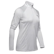 Bluzy damskie - Damska Bluza UNDER ARMOUR TECH 1/2 ZIP TWIST 1320128-014 – Szary - miniaturka - grafika 1