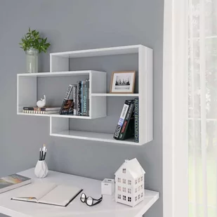 vidaXL Półki ścienne, wysoki połysk białe, 104x24x60 cm, płyta wiórowa vidaXL - Półki do salonu - miniaturka - grafika 1