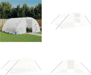 vidaXL Szklarnia z ramą stalową biała 16 m² 4x4x2 m - Szklarnia - Szklarnie - Tunel foliowy - Szklarnia wolnostojąca - Szklarnie ogrodowe - miniaturka - grafika 1