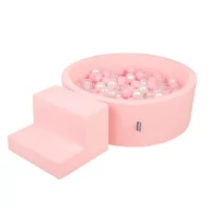Suche baseny - KiddyMoon Piankowy plac zabaw PPZP-OK30D-122 z piłeczkami różowy: pudrowy róż-perła-transparent basen 200/schodek - miniaturka - grafika 1
