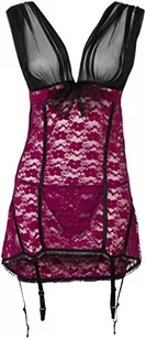Shirley of Hollywood Seksowna damska sukienka w rozmiarze plus Peek A Boo Mesh i elastyczna koronka Chemise, Fioletowy/czarny, biały/jasnoniebieski, czerwony/czarny, 2X/3X - Sukienki - miniaturka - grafika 1
