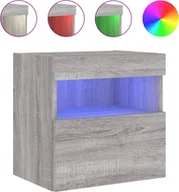 Szafki RTV - vidaXL Ścienna szafka pod telewizor z oświetleniem LED Szara Sonoma 40x30x40 cm - miniaturka - grafika 1