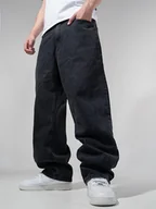 Spodnie męskie - Szerokie Spodnie Jeansowe Baggy Męskie Czarne Jigga Wear Crown XL - miniaturka - grafika 1