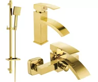 Zestawy baterii łazienkowych - Mexen Libra DQ45 zestaw wannowy, złoty - 745103DQ45-50 - miniaturka - grafika 1