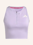 Bluzki damskie - Adidas Bluzka Do Biegania Adizero Crop lila - miniaturka - grafika 1