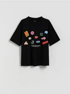 Koszulki dla chłopców - Reserved - Bawełniany t-shirt z nadrukiem - czarny - miniaturka - grafika 1