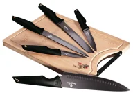 Noże kuchenne - Czarne eleganckie noże 5 sztuk z deską do krojenia F6-G84 - miniaturka - grafika 1