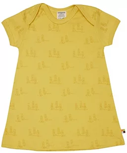 loud + proud Dziewczęcy nadruk, sukienka dziecięca z certyfikatem GOTS, złoto, 122/128 cm - Sukienki - miniaturka - grafika 1