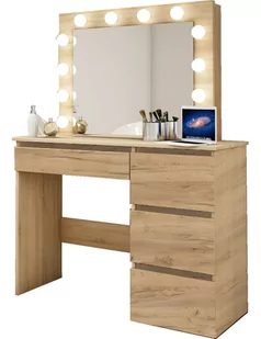 Toaletka Kosmetyczna Lustro Z Oświetleniem 12X Led Dąb Wotan - Toaletki - miniaturka - grafika 1