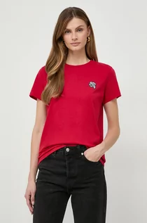 Koszulki sportowe damskie - Karl Lagerfeld t-shirt bawełniany damski kolor czerwony - grafika 1