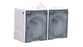 Gniazdka elektryczne - Ospel Gniazdo podwójne z uziemieniem, BIAŁY - wieczko w kolorze dymnym GNH-2LZ/00/d - miniaturka - grafika 1