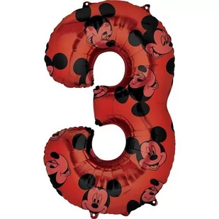 AMSCAN Balon foliowy cyfra 3 Myszka Mickey - cm - 1 szt. - Urodziny dziecka - miniaturka - grafika 1