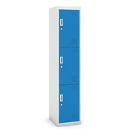 Szafki BHP - B2B Partner Szafka szatniowa 3-drzwiowa, zamek cylindryczny, 1800 x 380 x 450 mm, szara/niebieska CY-018 RAL7035/5012 - miniaturka - grafika 1
