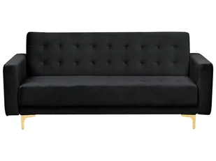 Sofa trzyosobowa welurowa czarna ABERDEEN - Sofy i kanapy - miniaturka - grafika 1