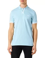 Koszulki męskie - BOSS Męska koszulka polo Paddy 5 Slim-Fit ze stretchu bawełny z nadrukiem w kropki, Light/Pastel Blue451, S - miniaturka - grafika 1