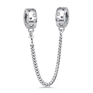 Łańcuszek Zabezpieczający do Pandora Charms Separator Srebro 925 Serce - Wisiorki - miniaturka - grafika 1