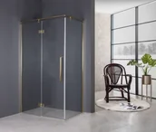 Kabiny prysznicowe - Kabina prysznicowa prostokątna 80x100 FRESH LINE Sea-Horse złota szkło transparentne lewa - miniaturka - grafika 1