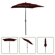 Parasole ogrodowe - The Living Store 3-poziomowy parasol na aluminiowym słupku - bordowy - 2x2 m - Parasol Ogrodowy - miniaturka - grafika 1