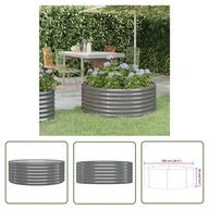 Donice - The Living Store Podwyższona donica - malowana proszkowo stal 100x100x36 cm szara - Poniesiona Donica Ogrodowa - miniaturka - grafika 1