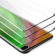 Szkła hartowane na telefon - 3x Szkło Hartowane Do Samsung Galaxy S10 PLUS Folia pancerna Ochronny w PRZEZROCZYSTY Z CZARNYM Tempered Glass Cadorabo - miniaturka - grafika 1