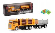 Samochody i pojazdy dla dzieci - AUTO TRUCK METAL Z PRZYCZEPĄ WYTRZYMAŁY REALISTYCZNY + KARTY EDUKACYJNE - miniaturka - grafika 1